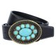 thumbnail image 2 of Hebilla de metal ovalada con cinturón de material cuero turquesa con , vaquero indio, , moda, cinturón vintage, cinturón Negro Yuyangstore Cinturón de vaquero occidental, 2 of 5