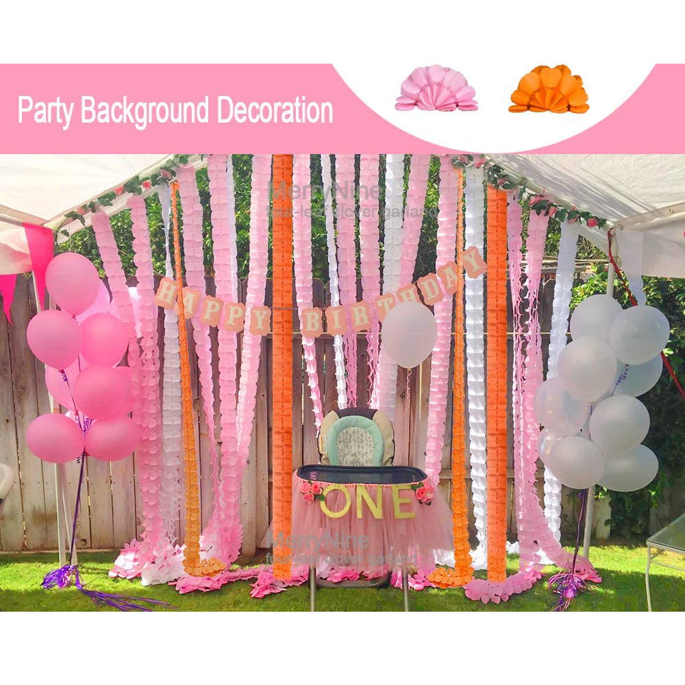 6pcs Pink 4 Leaf Hanging Garland Paper Flower Streamers Party Decoration