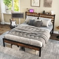 thumbnail image 1 of Costway Full Industrial Metal Platform Bed Frame Charging Station Mattress Foundation, 1 of 10