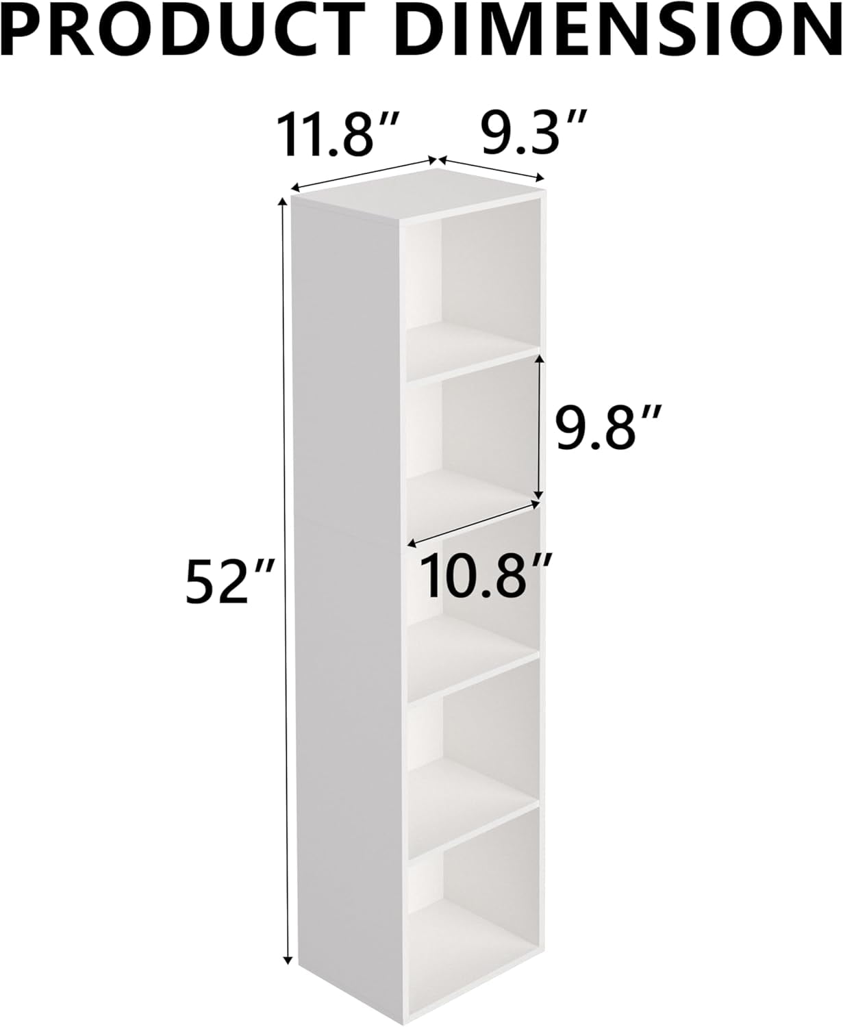 5 Cube Open Shelf Bookcase, Storage Organizer Shelves for Bedroom Closet, Space Saving 6 Layer Bookshelf, Compact Bookcase Unit Ideal for Small Spaces, 11.81*9.25*52.05 in
