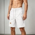 thumbnail image 2 of Besolor Men's Cargo Shorts Wide Leg Casual Loose Outdoor Running Hiking Drawstring Elastic Waist Knee Length Shorts with Pockets(X-Large,White), 2 of 7