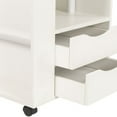 thumbnail image 6 of Height Adjustable Overbed End Table Wooden Nightstand with Swivel Top, Storage Drawers, Wheels and Open Shelf,(White), 6 of 12