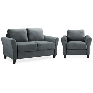 Home Square 2-Piece Set with Accent Chair and Loveseat in Dark Gray