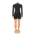 thumbnail image 5 of DYMADE Women Sexy Mesh Perspective Square Neck Long Sleeved Top And Shorts Two-piece Suit, 5 of 6