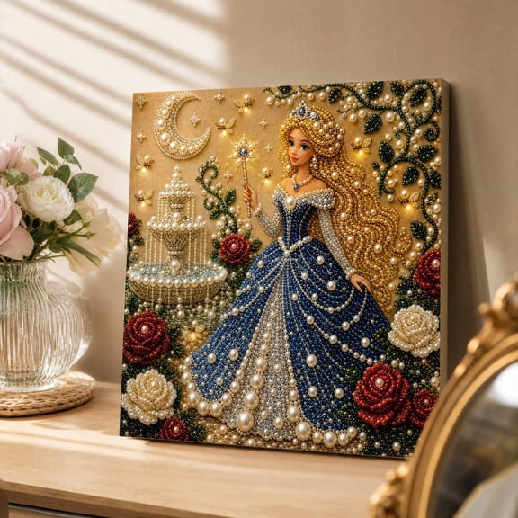 Princess Pearl Diamond Art Decoration Kit, DIY Pearl Painting Craft Set for Adults and Beginners, Pearl Diamond Painting Kit, Home Wall Decor, Creative Handmade Artwork