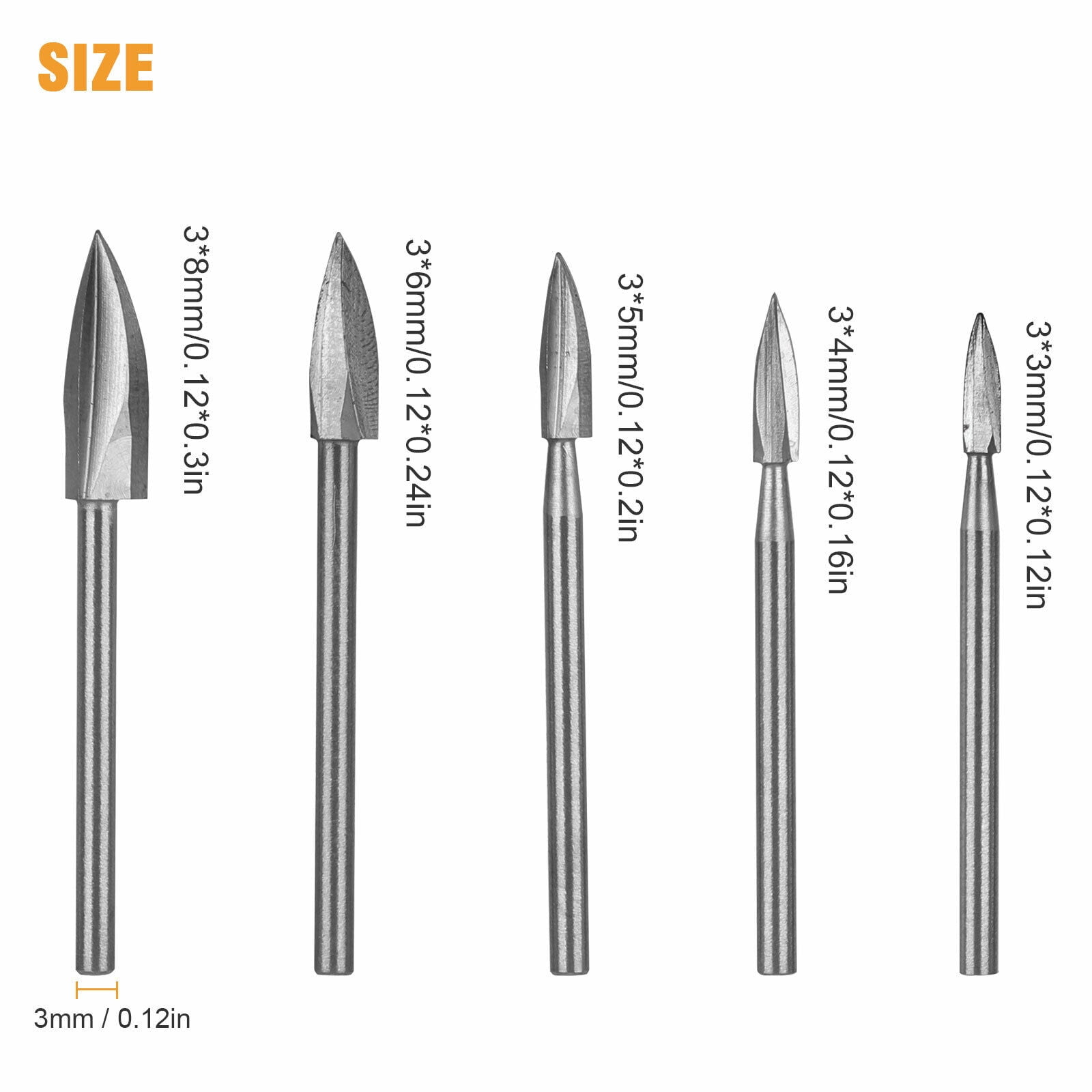10Pcs 1/8" Wood Carving Engraving Drill Bit Set Milling Cutter For Dremel Rotary