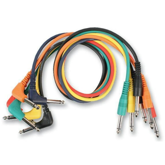 RARAION - 6.35mm (1/4") Mono Jack Plug to Right Angled Plug Leads, 60cm - 6 Pack