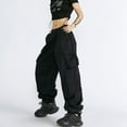 thumbnail image 4 of Xmarks Women's Y2K High Waist Cargo Pants Baggy Straight Leg Cargo Pants Multiple Pockets Streetwear Wide Leg Casual Trousers, M-2XL, 4 of 5