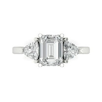 2.82 ctw 3 Stone Anniversary Ring for Women | Emerald Cut Moissanite | Hyperallergenic Solid 18K White Gold