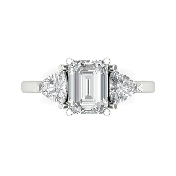 Three-Stone Engagement Ring for Women - 2.82ct Simulated Diamond in 18K White Gold Promise Ring