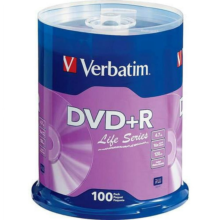 Verbatim Life Series DVD+R 4.7GB 16x Recordable Blank Disc 100 Pack Spindle  