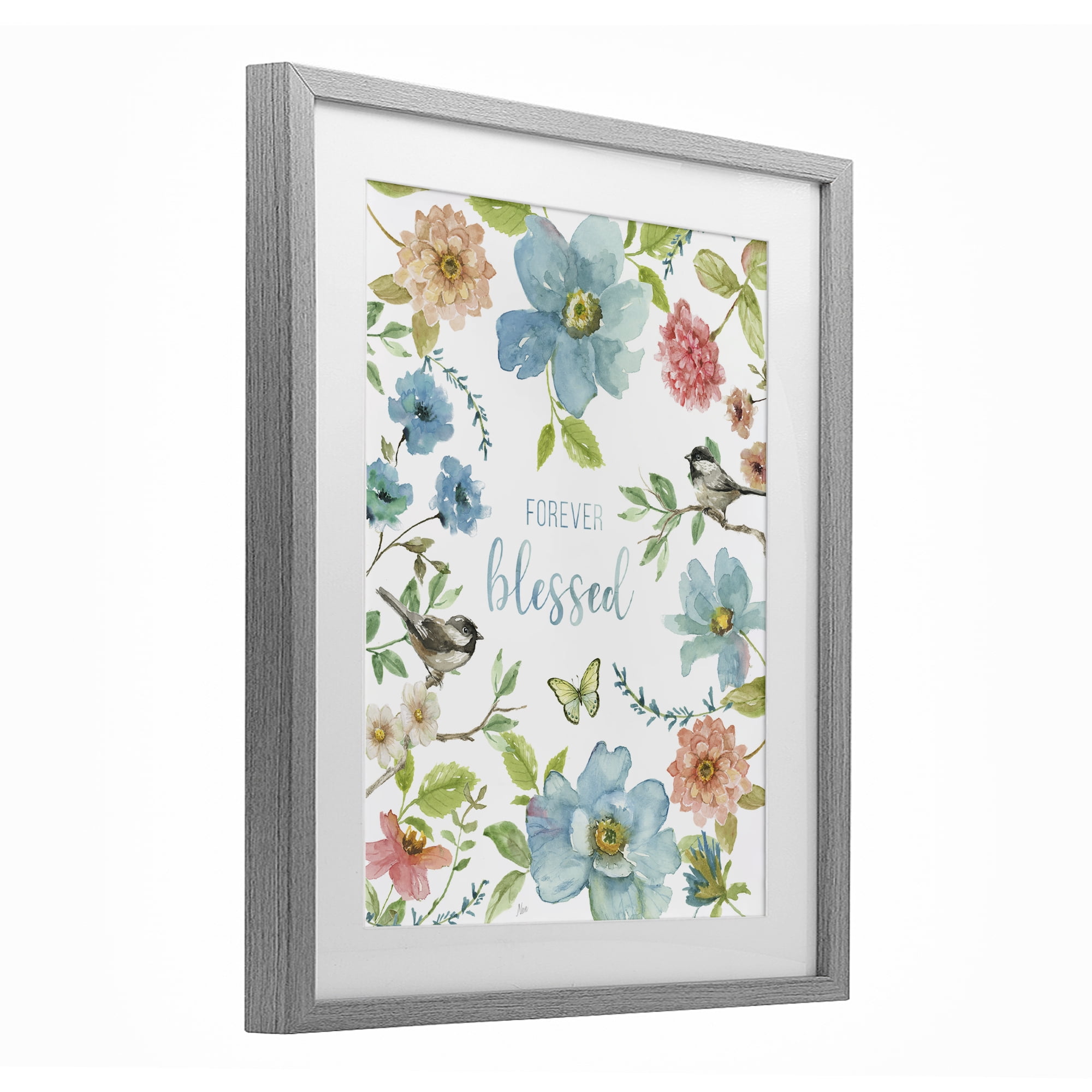 Stupell Industries Forever Blessed Pink & Blue Gray Framed Print Under Glass, design by Nan