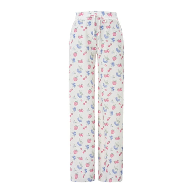 Faithtur Pantalons de Pyjama d'Halloween pour Femmes Citrouilles Imprimé Fantôme Cordon de Serrage Bas de Pyjama