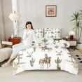 thumbnail image 4 of Castle Fairy Western Cowboy Bedding Comforter Set 2pcs for Boys Girls,Exotic Style Cactus Bull Skull Twin Comforter Sets Microfiber,Retro Vintage Aesthetic Breathable Bedding Set, 4 of 8