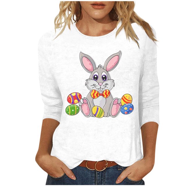 Camisetas Casuales de las Mujeres Impresas 3/4 Manga Cuello Redondo Blusa, Moda Ligera Superior para el Hogar Y el Uso Diario, Cómoda Imitación de la Tela Del Estante