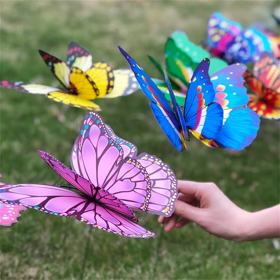 Gmogad 50pcs Colorful Butterfly Garden Stakes, Outdoor Yard, Flower Bed and Planter Decoration, Vibrant Metal and Plastic, Cute Patio or Indoor Floral Display, DIY Garden Accessory
