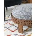 thumbnail image 4 of Taini Round Ottoman Stool, Gray and White Aztec Pattern, 4 of 10