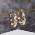 thumbnail image 3 of Eoperou 1 Pair Women Hoop Earrings Sparkling Rhinestones Inlaid Piercing Round Earrings Jewelry Valentine Day Gift, 3 of 8