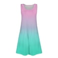 thumbnail image 7 of LTTVQM Girls Dress 5-6 Summer Gradient Sundress Loose Fit Sleeveless Tank Dresses Fashion Crew Neck Cover Up Dress with Pockets Pink 5-6, 7 of 7