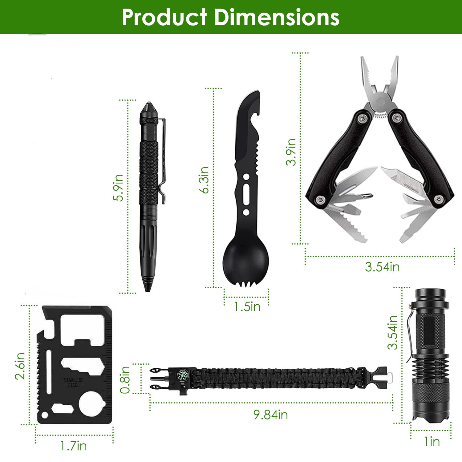 Moclever 46Pcs Survival Kit, 1.98lbs Outdoor Professional Emergency Survival Gear First Aid Kit