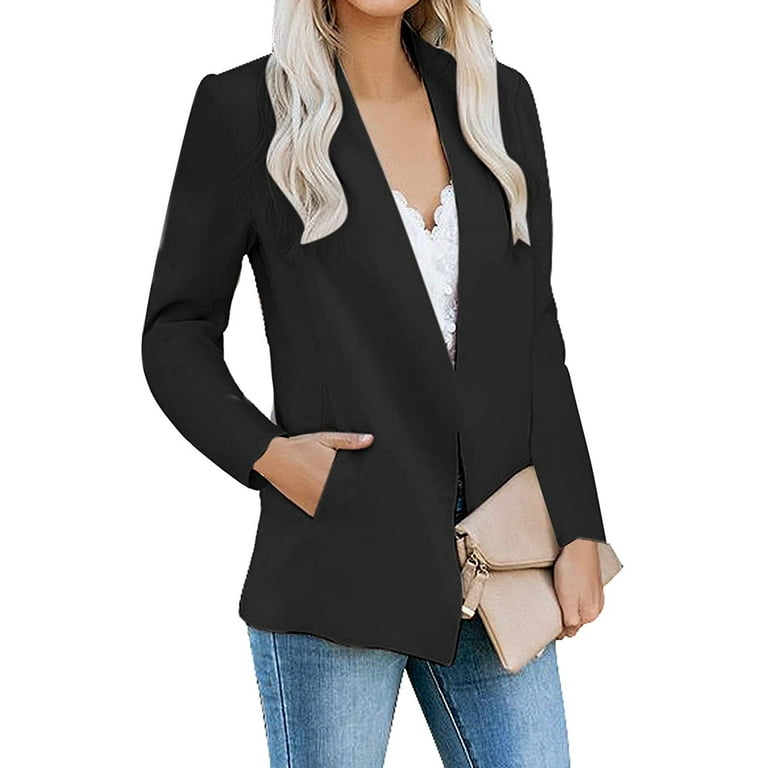 Blazer White Collar Cb01 Luvamia Womens Casual Open Front