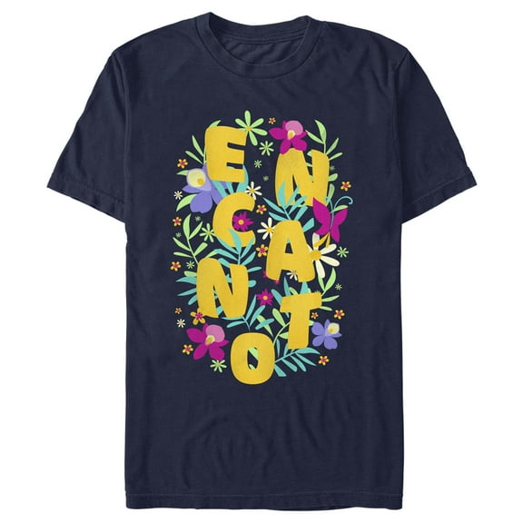 Men's Encanto Floral Logo  Graphic Tee Navy Blue Large