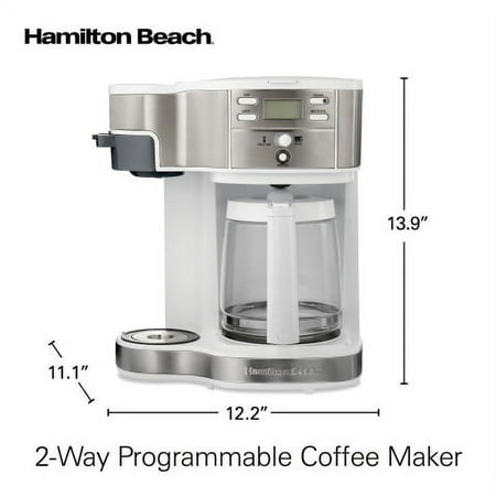 Hamilton Beach - 2-Way Programmable 12 Cup and Single-Serve Coffee Maker - White