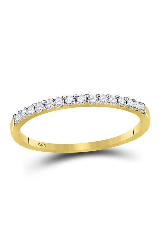 14k Yellow Gold Round Diamond Womens Slender Stackable Size 9 Wedding Band 1/6 Cttw