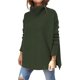 thumbnail image 1 of Suéteres de Cuello Alto de Gran Tamaño para Mujer, Larga de Murciélago, Dobladillo Abierto, Túnica, Suéter de Punto, Tops Verde XL, 1 of 5