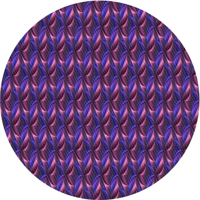 Ahgly Company Tapis d'Intérieur Rond Lavable en Machine Iris Violet Transitionnel, 6 Pieds Rond