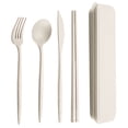 thumbnail image 2 of Walbest 4Pcs/Set Reusable Portable Plastic Cutlery Set with Storage Box, Spoon Fork Cutter Chopsticks Tableware Set for Outdoor Travel, 2 of 7