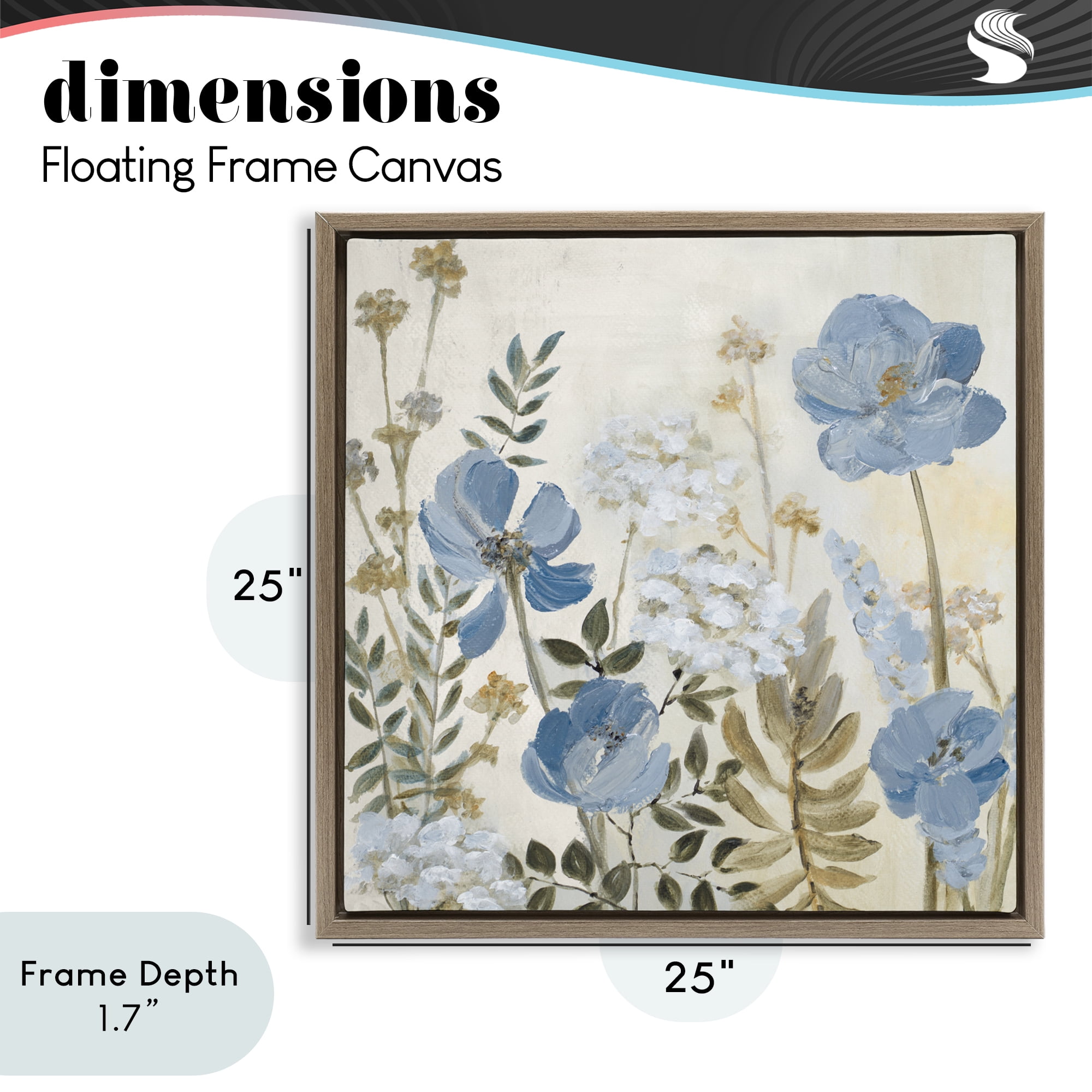 Stupell Industries Peaceful Blue Iris Garden Brown Framed Floater Canvas Wall Art, design by Lanie Loreth