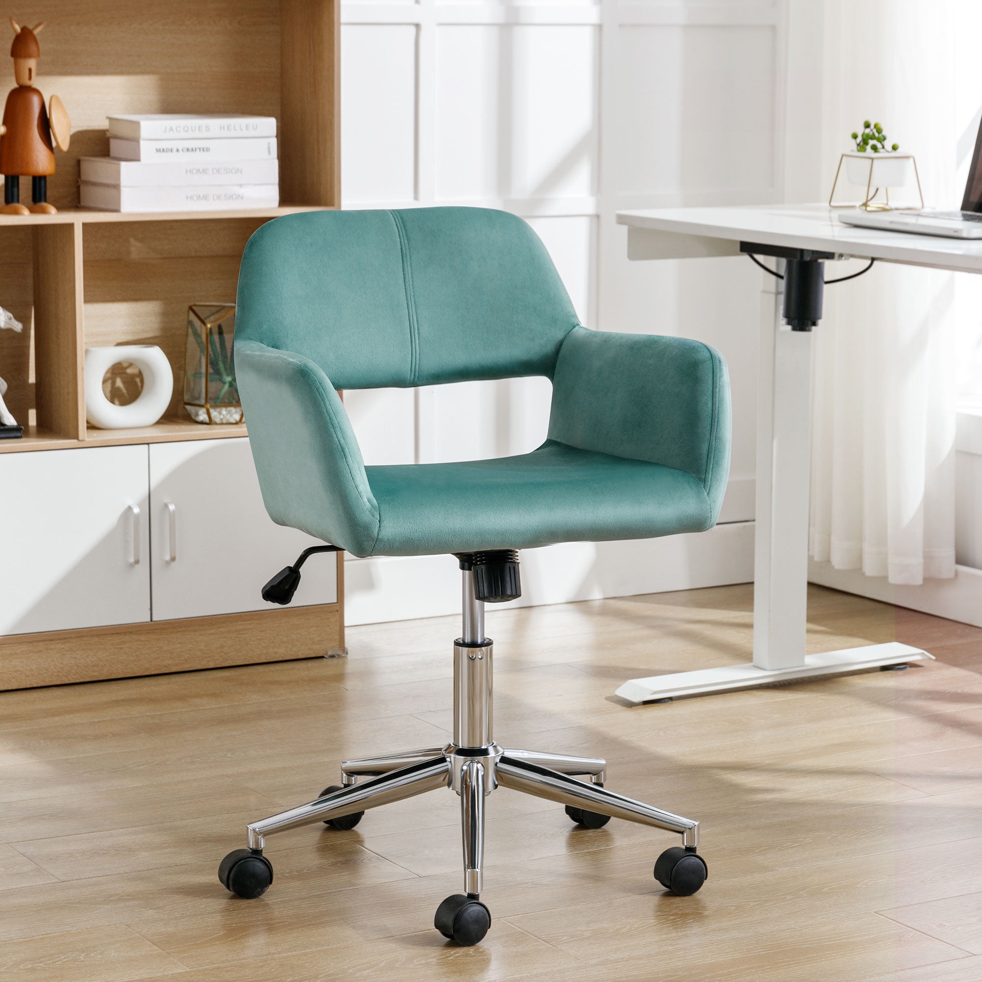 JONPONY Velvet Home Office Chair, Adjustable Swivel Office Chair,17