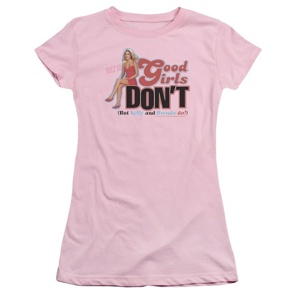 90210 Good Girls Dont Junior Women's Sheer T-Shirt Pink
