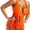 orange red, variant on Women's Plus Size Solid Fringe Bikini Set, V Neck High Waist Two Piece Swimsuit