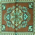 thumbnail image 1 of Ahgly Company Machine Washable Indoor Square Persian Turquoise Blue Traditional Area Rugs, 4' Square, 1 of 4