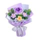 thumbnail image 5 of Ramo de flores de ganchillo con hojas de eucalipto artificiales, decoración de flores artificiales. Púrpura, 5 of 9