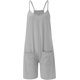 thumbnail image 2 of Mameluco casual de verano para mujer, sin mangas, con tirantes delgados, pantalones cortos con bolsillos, overol de regreso a casa Gris Extra Grande Gris Extra Grande Xishao ropa, 2 of 2