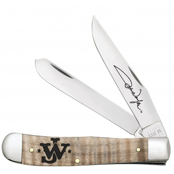 Case xx John Wayne Smooth Curly Maple Wood Trapper Stainless Pocket