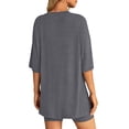 thumbnail image 4 of Stichou Womens Two Piece Lounge Set 2026 Summer Oversized Casual Shirts Biker Shorts Matching Airport Travel Clothes Dark Gray L, 4 of 6