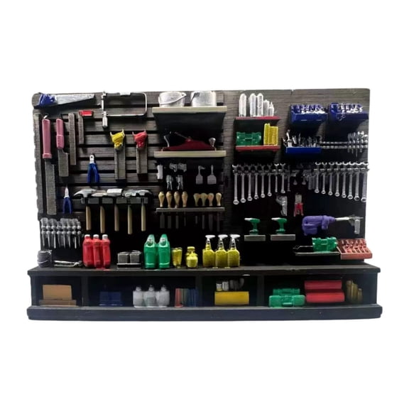 guohui 1/64 Diorama Car Repair Pegboard Auto Repair Shop Accessories Pretend Play Simulation Lightweight Miniature Maintenance Tools