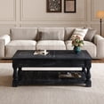 thumbnail image 4 of Lift Top Coffee Table with 3 Hidden Storage Trays, Wooden Convertible Coffee Table with Hidden Compartments for Living Room, Black, 4 of 12