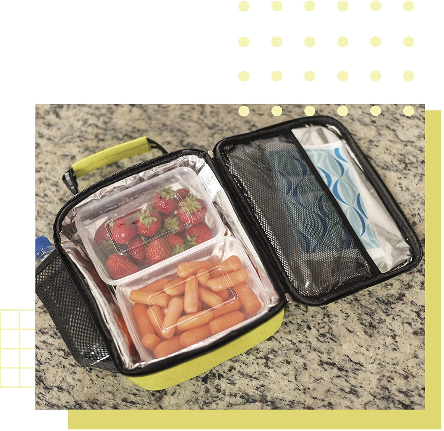 Healthy Packers Insulated Meal Prep Bag with Food Portion Control Cont