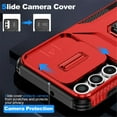 thumbnail image 4 of For Samsung Galaxy A16 Slim Fit Shockproof Hybrid with Slide Camera Cover & Rotated Ring Kickstand, [Military-Grade] Phone Case For Samsung Galaxy A16 6.7",Red,For Galaxy A16, 4 of 8