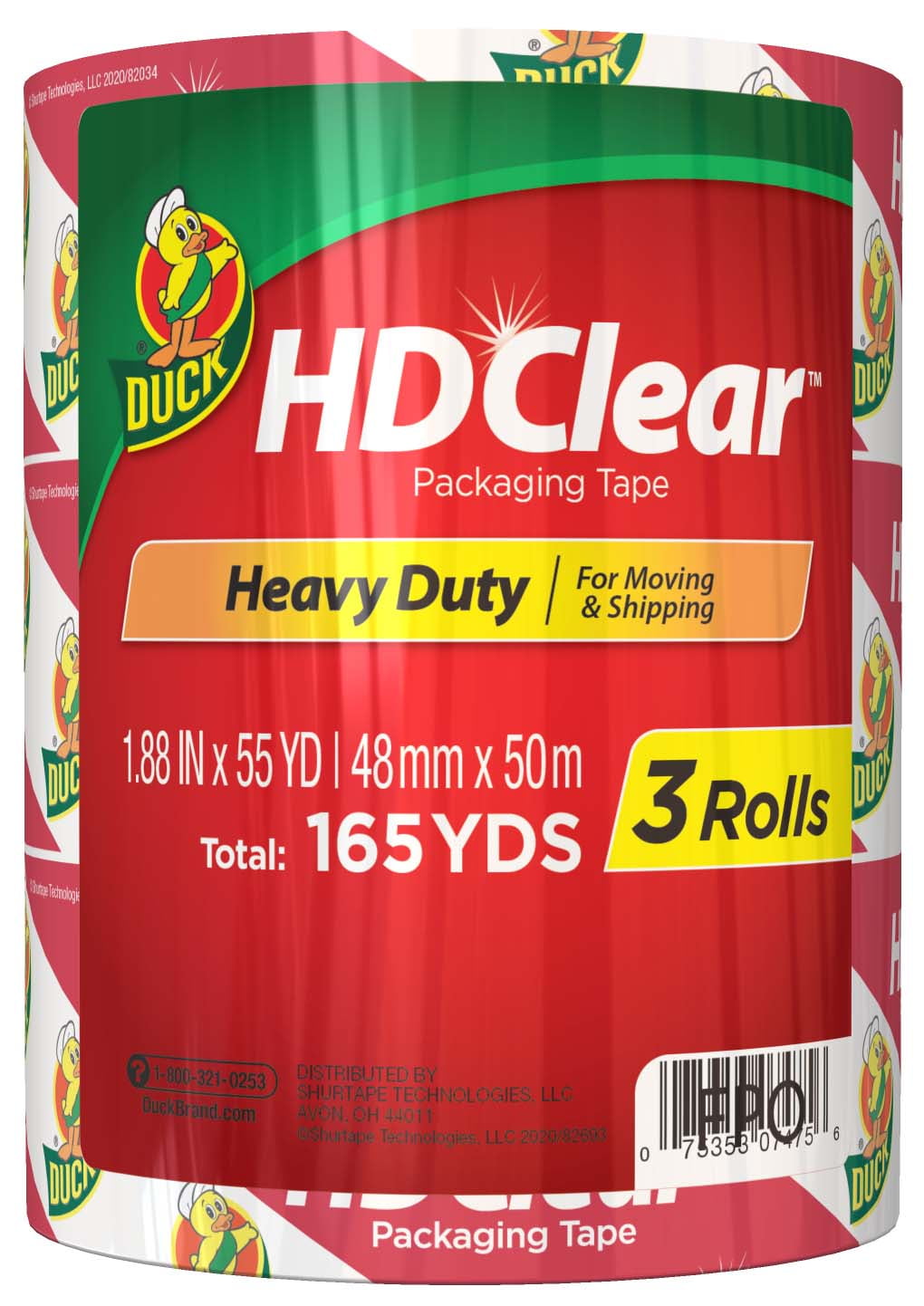 Duck Brand HD Clear Heavy Duty 1.88 in. x 54.6 yd. Clear Packing Tape, 3 Pack
