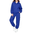 thumbnail image 2 of PInxai Kids Sweatsuits Casual Workout Sets Zip up Hooded Long Sleeve Sweatshirts Joggers with Pockets Unisex Clothing,Blue,160, 2 of 7