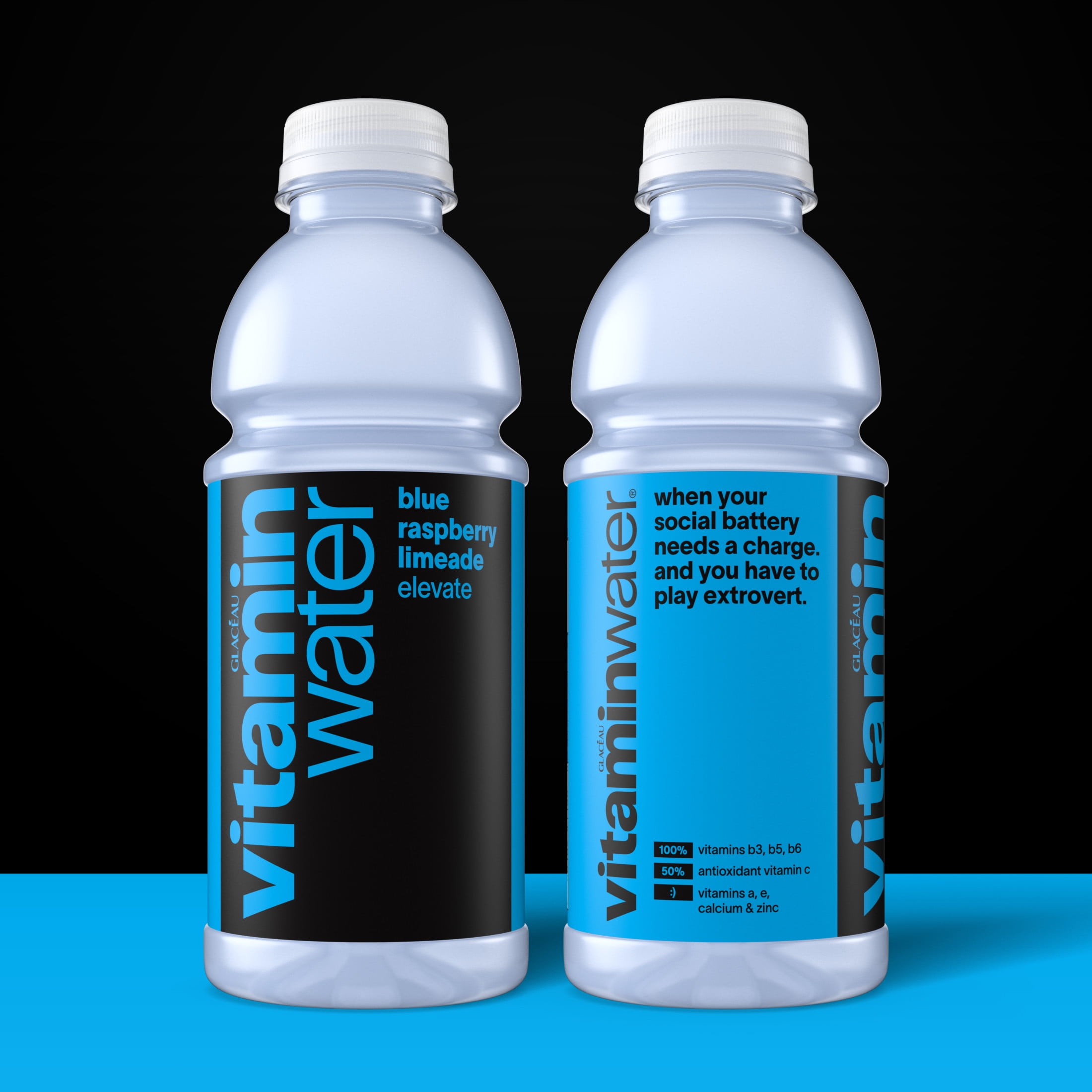 vitaminwater Elevate Blue Raspberry Limeade Flavored Water Beverage Bottle, 20 fl oz