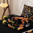 thumbnail image 5 of Manfei Forest Lizard Zipper Twin Comforter Sets with Fitted Sheet and 2 Pillowcases, Bohemian Garden Floral Zipper Bedding Set, Black Brown, Black Reversible, 4-Piece, 5 of 7