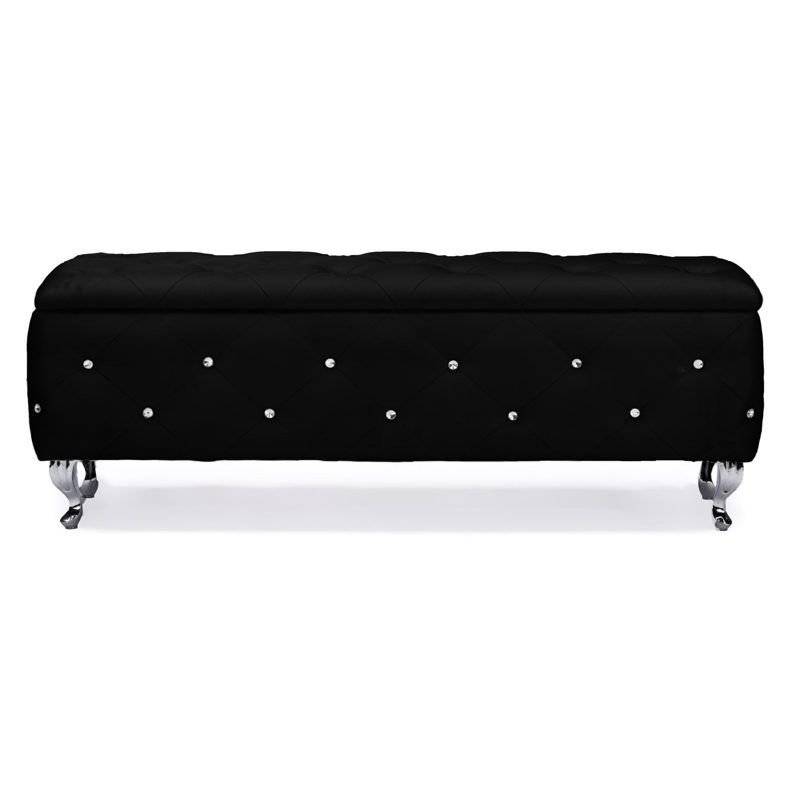 Seine Black Leather Contemporary Storage Ottoman Walmart