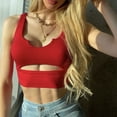 thumbnail image 1 of Camiseta sin mangas con cuello en U para mujer,Camiseta sin mangas corta para mujer Camiseta sin mangas básica ajustada Chaleco sin mangas ajustado Valor inmejorable, 1 of 6